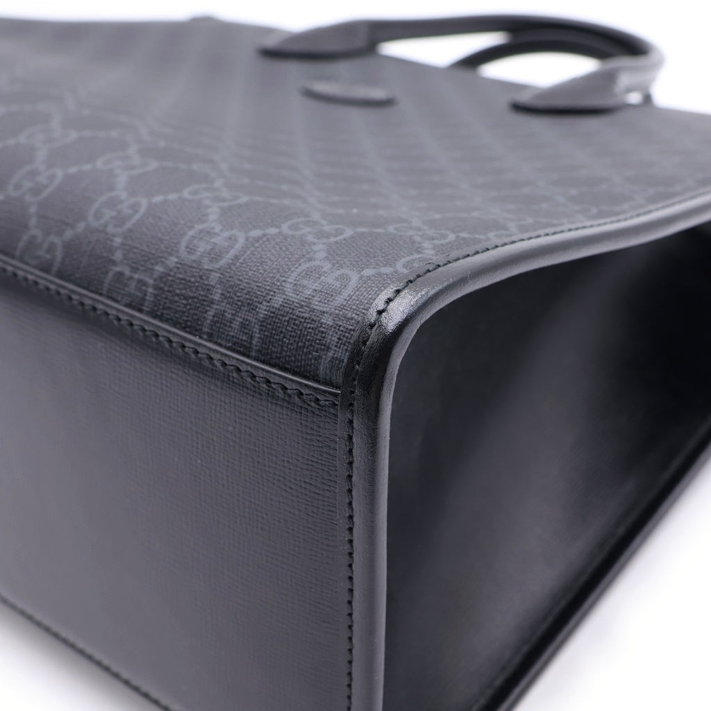 GUCCI(グッチ) インターロッキングG GGスプリーム PVC レザー 2WAYトートバッグ ハンドバッグ ショルダーバッグ ブラック 674148 レディース