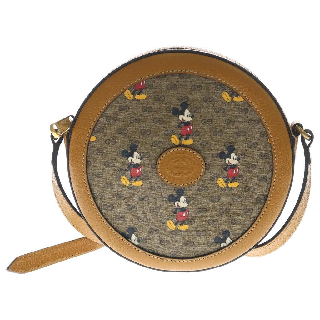 GUCCI(グッチ) ディズニーコラボ ミッキーマウス ショルダーバッグ ミニバッグ キャメル ブラウン PVC×レザー 603938 ゴールド金具 レディース