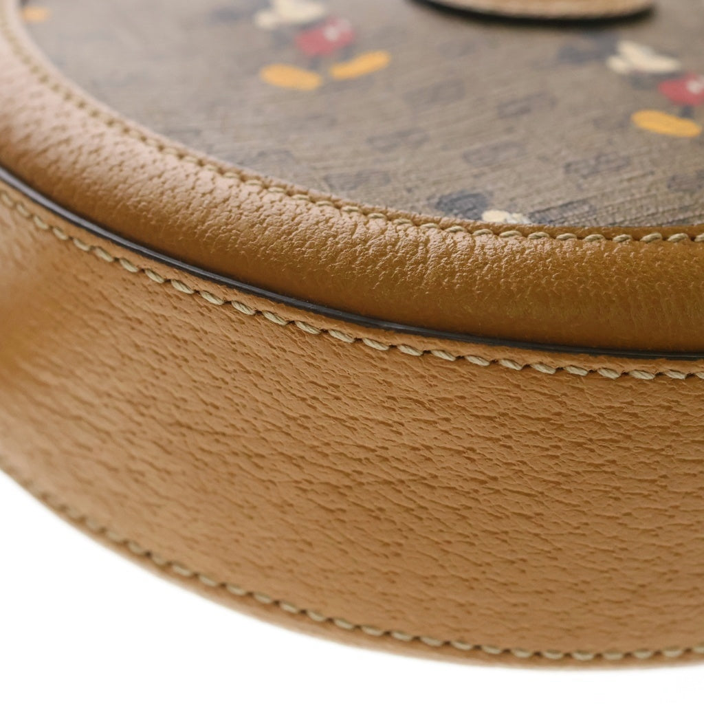 GUCCI(グッチ) ディズニーコラボ ミッキーマウス ショルダーバッグ ミニバッグ キャメル ブラウン PVC×レザー 603938 ゴールド金具 レディース
