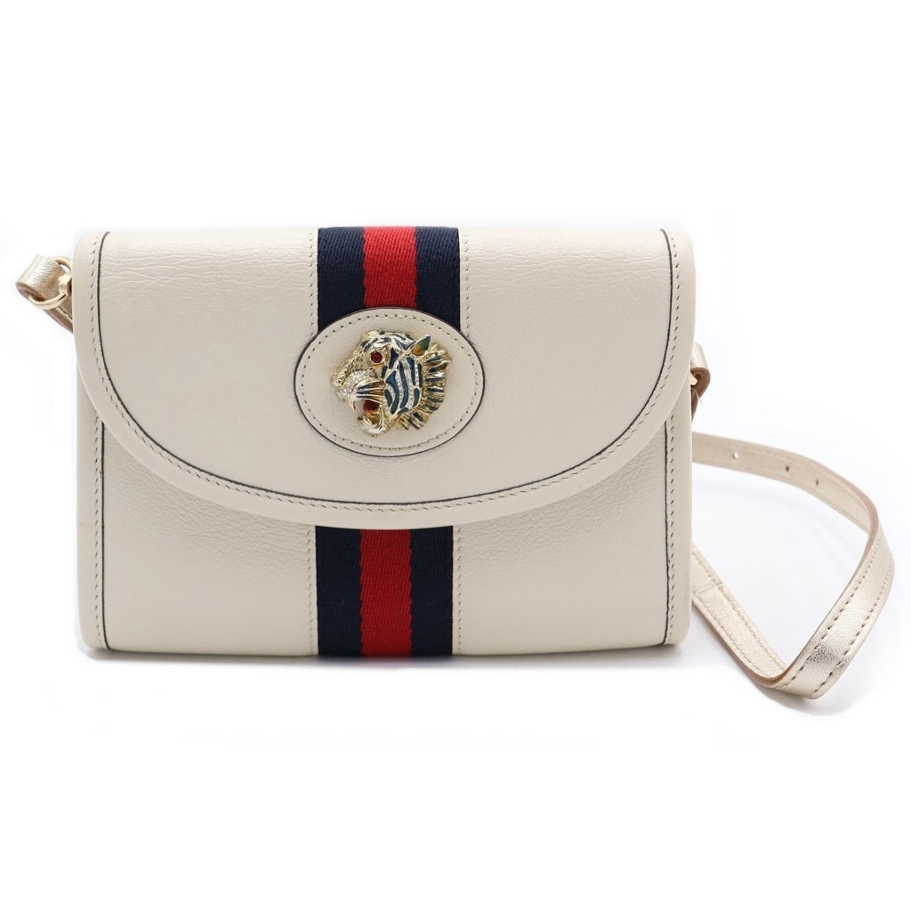 GUCCI(グッチ) ラジャ ショルダーバッグ ミニバッグ ホワイト レザー 573797 ゴールド金具 レディース