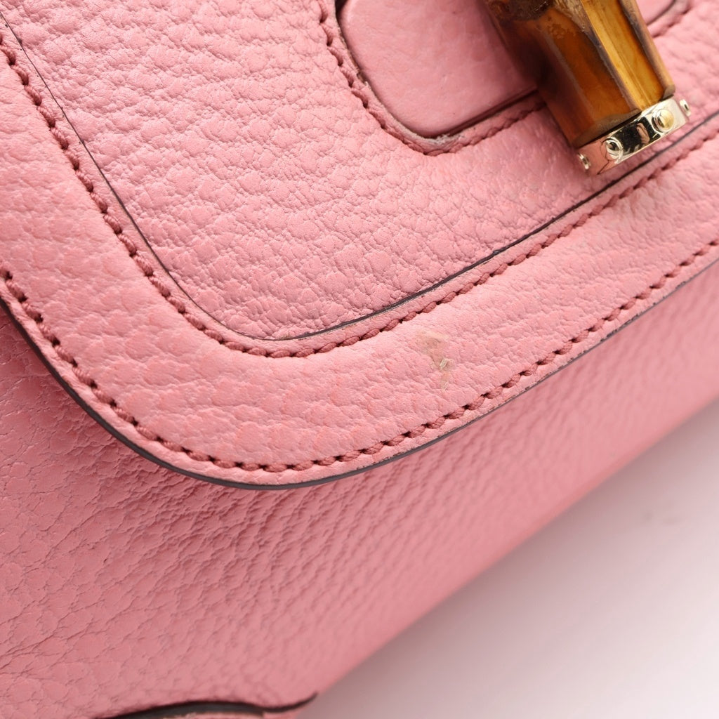 GUCCI(グッチ) バンブー ハンドバッグ ピンク レザー 137351 ゴールド金具 レディース
