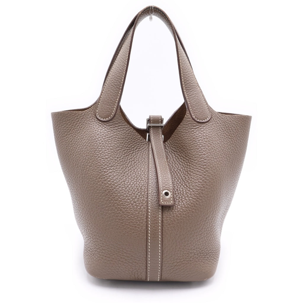 HERMES(エルメス) ピコタンロックPM トリヨンクレマンス シルバー金具 ハンドバッグ A刻印 エトゥープ レディース