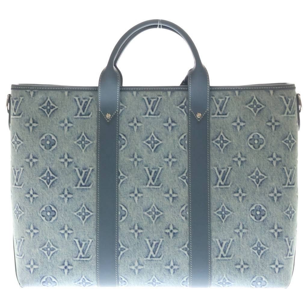 LOUIS VUITTON(ルイヴィトン) モノグラム ウォッシュデニム ウィークエンドトートNM キャンバス レザー 2WAY ハンドバッグ ショルダーバッグ トートバッグ ICタイプ ブルー M22537 レディース