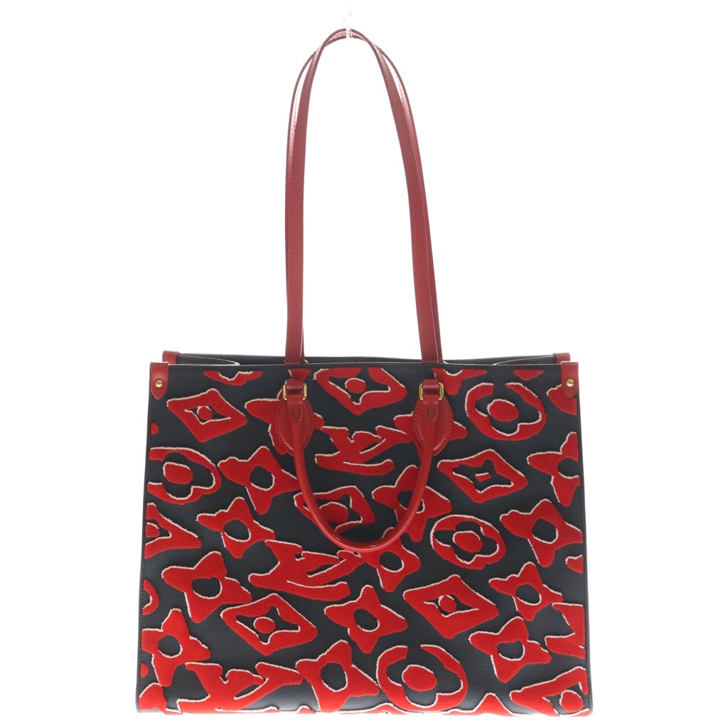 LOUIS VUITTON(ルイヴィトン) ウルス・フィッシャー モノグラム オンザゴーGM レザー タフテッド 2WAY ハンドバッグ トートバッグ ショルダーバッグ ブラック/レッド M45562 レディース