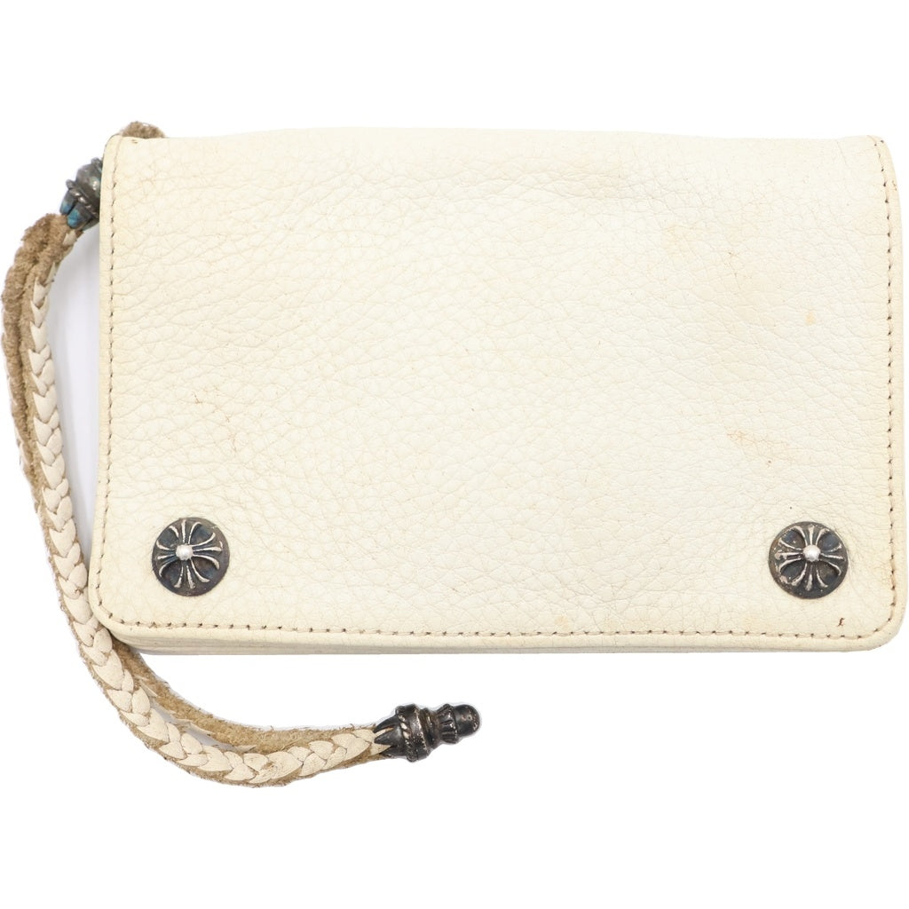 CHROME HEARTS(クロムハーツ) 2ZIP STRAP 2ジップストラップ クロスボールボタンレザーウォレット 財布 ホワイト