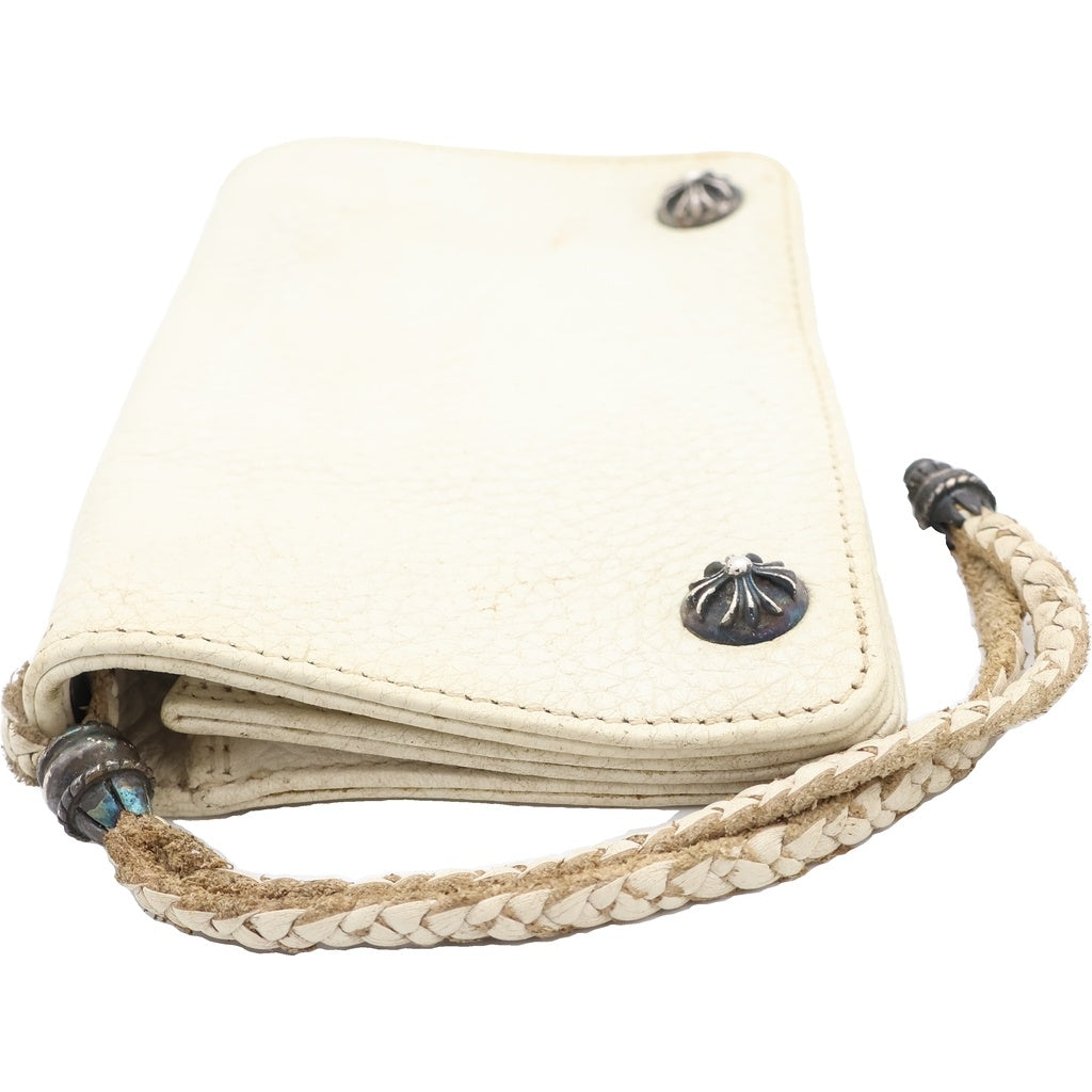 CHROME HEARTS(クロムハーツ) 2ZIP STRAP 2ジップストラップ クロスボールボタンレザーウォレット 財布 ホワイト