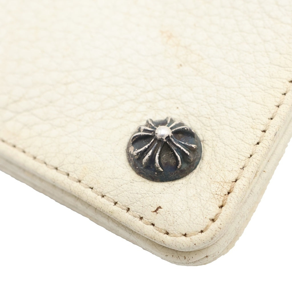 CHROME HEARTS(クロムハーツ) 2ZIP STRAP 2ジップストラップ クロスボールボタンレザーウォレット 財布 ホワイト