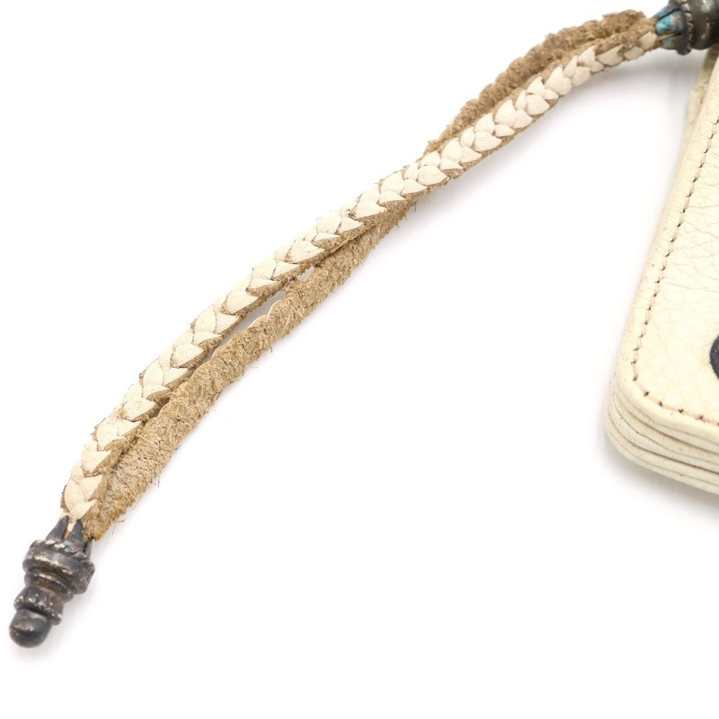 CHROME HEARTS(クロムハーツ) 2ZIP STRAP 2ジップストラップ クロスボールボタンレザーウォレット 財布 ホワイト