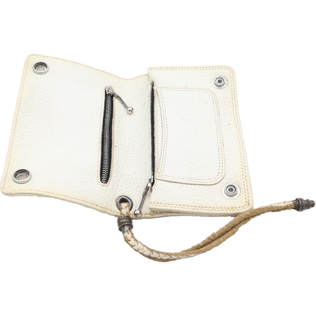 CHROME HEARTS(クロムハーツ) 2ZIP STRAP 2ジップストラップ クロスボールボタンレザーウォレット 財布 ホワイト