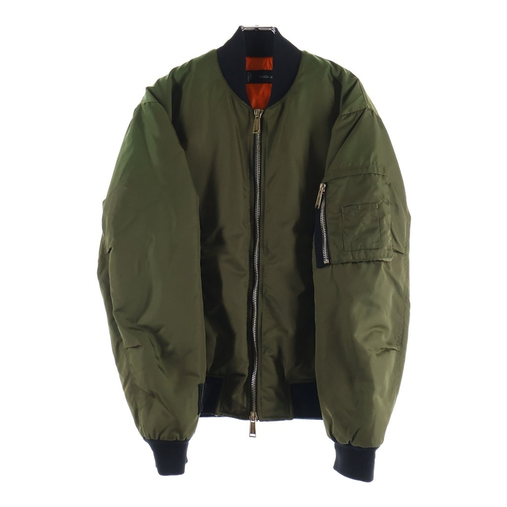 DSQUARED2(ディースクエアード) MA-1 ナイロン ジップアップ フライト ボンバー ジャケット ブルゾン カーキ S71AM0380 S41311