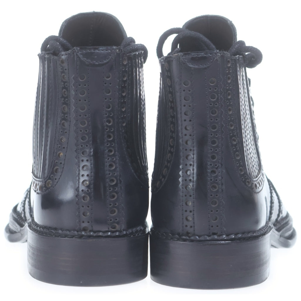 DOLCE & GABBANA(ドルチェアンドガッバーナ) レースアップ ブーツ ウィングチップ パテントレザー ブラック CA4097 7サイズ