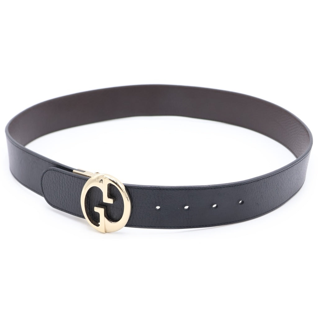 GUCCI(グッチ) GGバックル リバーシブル レザー ベルト ブラック/ブラウン 450000 CAO2G