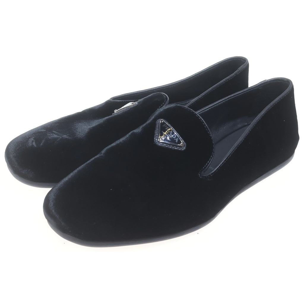 PRADA(プラダ) トライアングルロゴ スエード ローファー フラットシューズ スリッポン #8 ブラック 2S2974