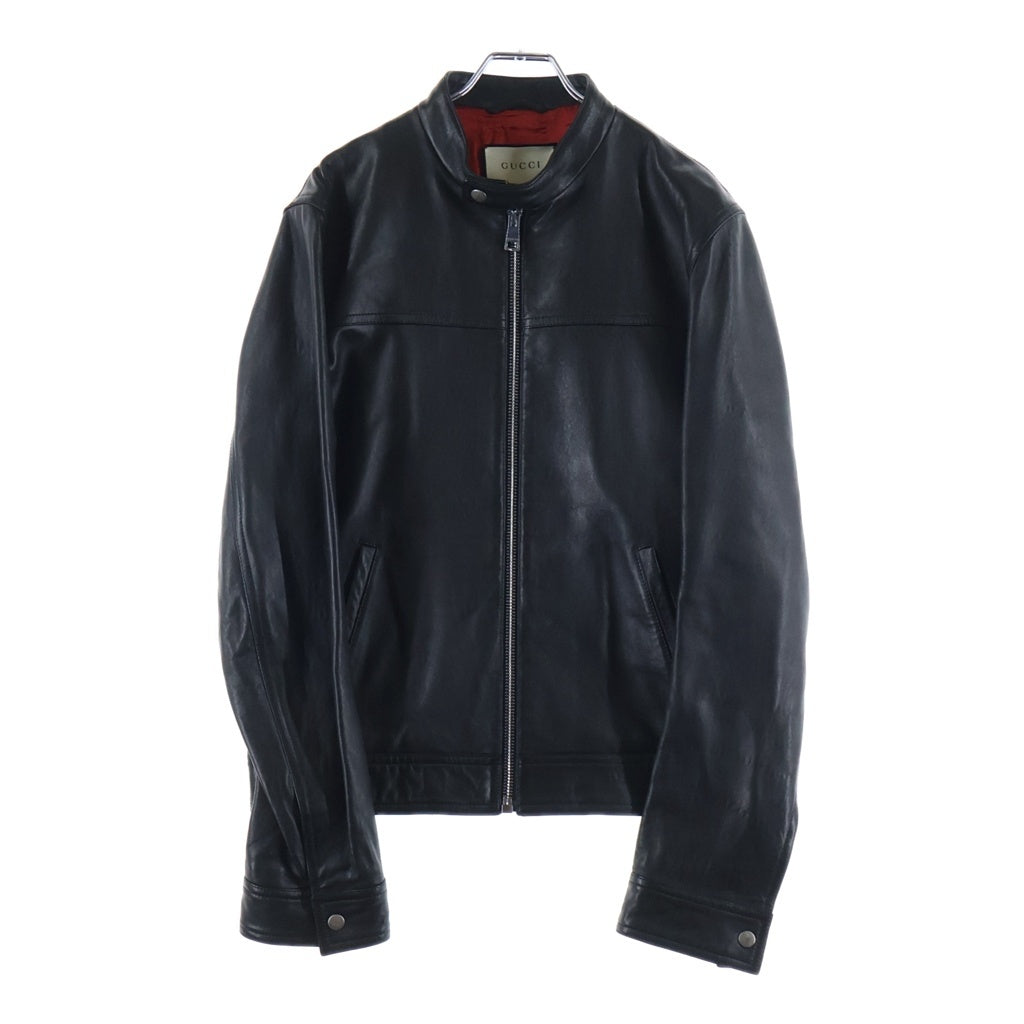 GUCCI(グッチ) シングルライダースジャケット シープスキン レザー ジャケット #48 ブラック 264857