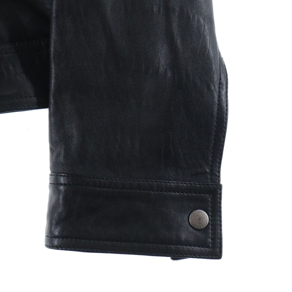 GUCCI(グッチ) シングルライダースジャケット シープスキン レザー ジャケット #48 ブラック 264857