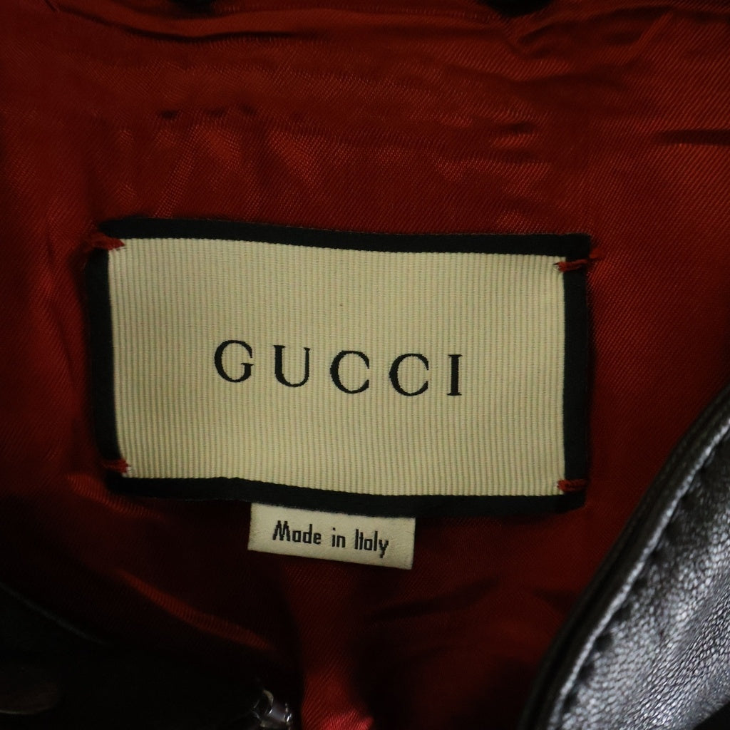 GUCCI(グッチ) シングルライダースジャケット シープスキン レザー ジャケット #48 ブラック 264857
