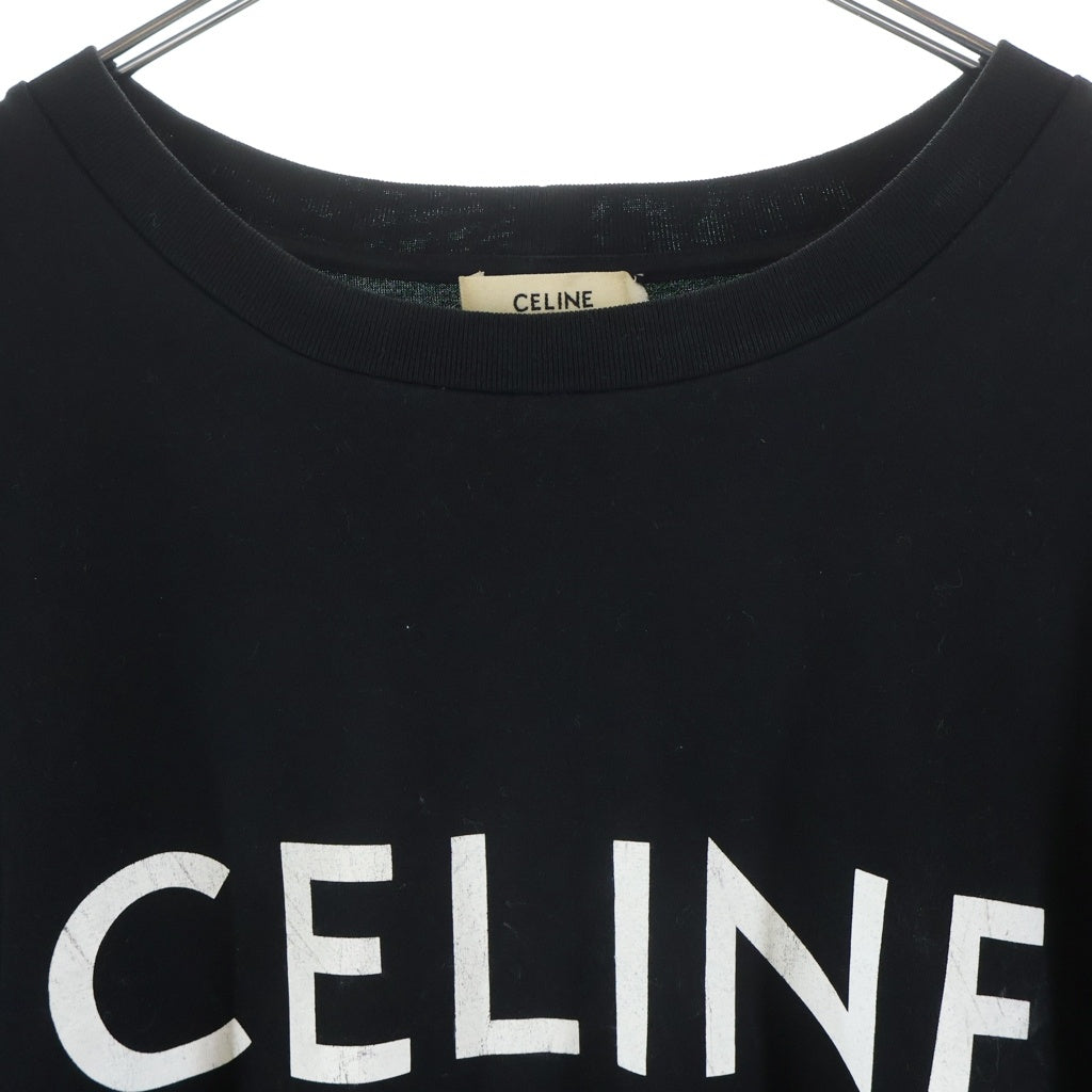 CELINE(セリーヌ) ロゴプリント クルーネック 半袖 Tシャツ カットソー S ブラック 2X681671Q