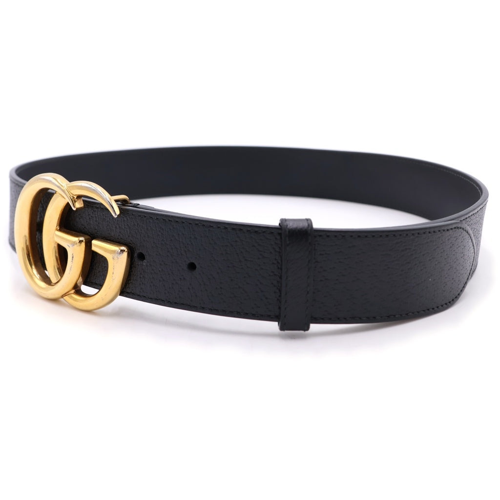 GUCCI(グッチ) GGマーモント レザーベルト ブラック ゴールド金具 406831 DJ20T