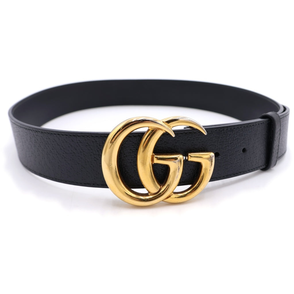 GUCCI(グッチ) GGマーモント レザーベルト ブラック ゴールド金具 406831 DJ20T