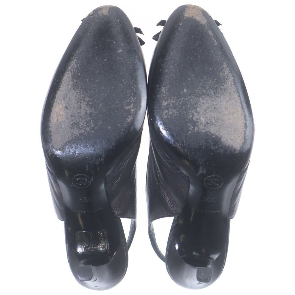 CHANEL(シャネル) 03A ココマーク レザー スリングバック ヒール サンダル パンプス シューズ ブラック レディース A23769