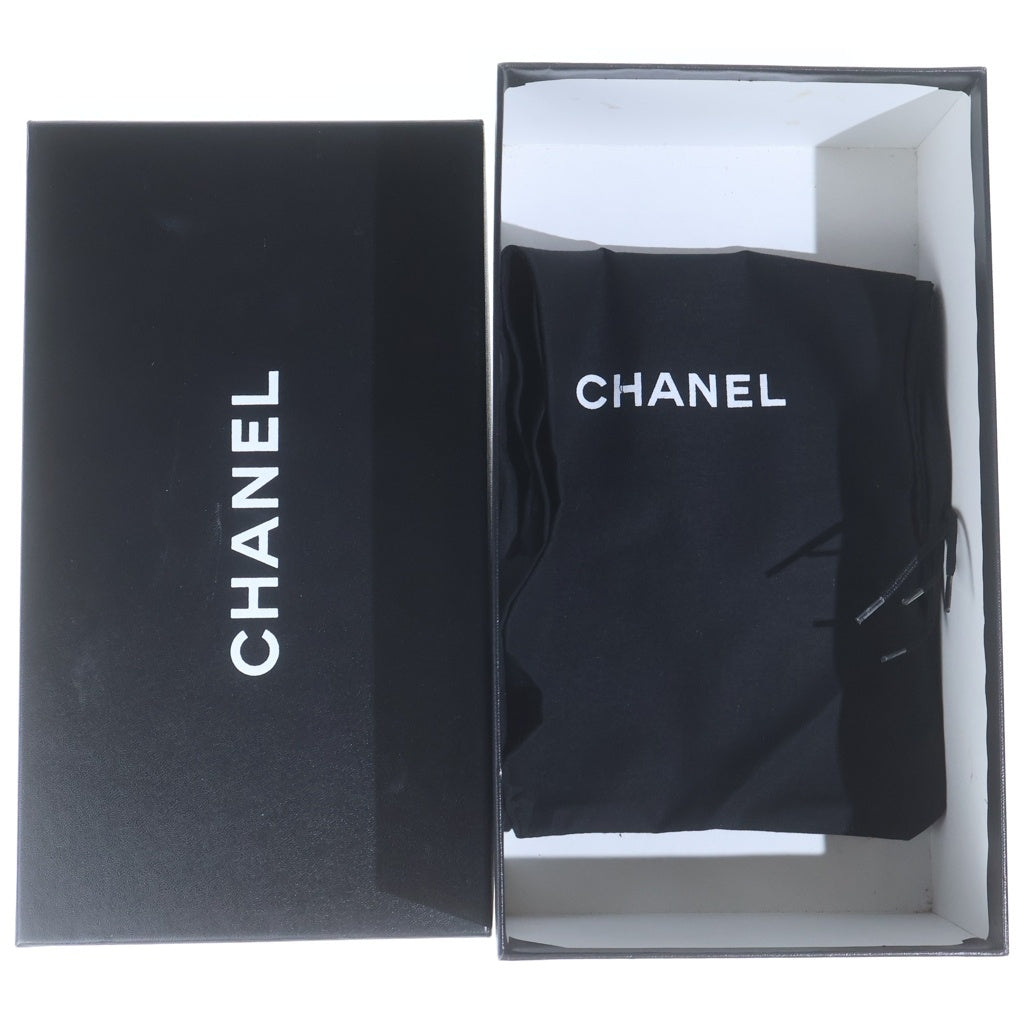 CHANEL(シャネル) カメリア ココマーク バレエ キャンバス パテントレザー フラット シューズ ブラック/ベージュ レディース G27604