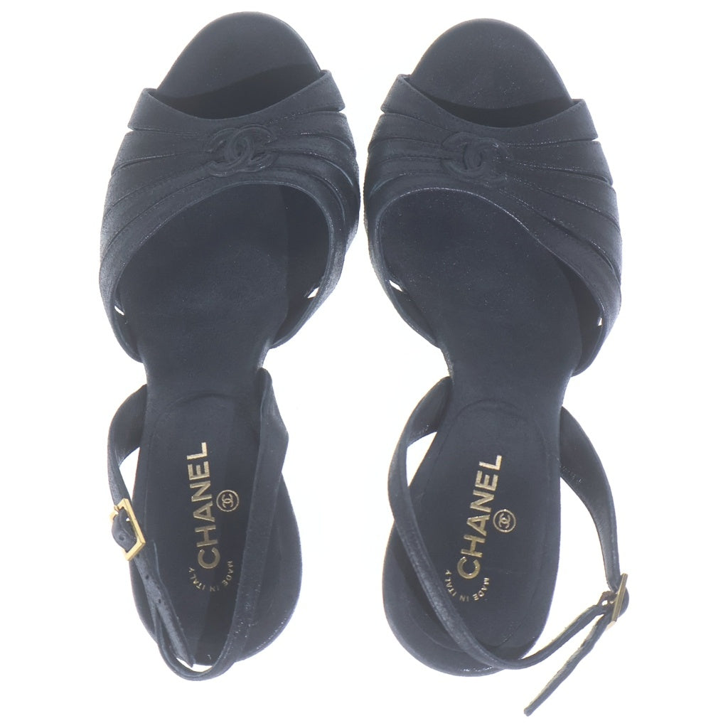 CHANEL(シャネル) ココマーク レザー ヒール スリングバック パンプス サンダル シューズ ブラック レディース