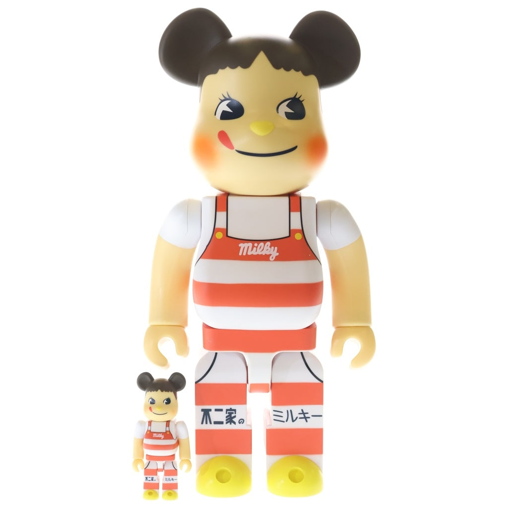 BE@RBRICK(ベアブリック) ×不二家 ペコちゃん ミルキー三角帽子デザイン 100%&400% フィギュア 人形 ホワイト/レッド