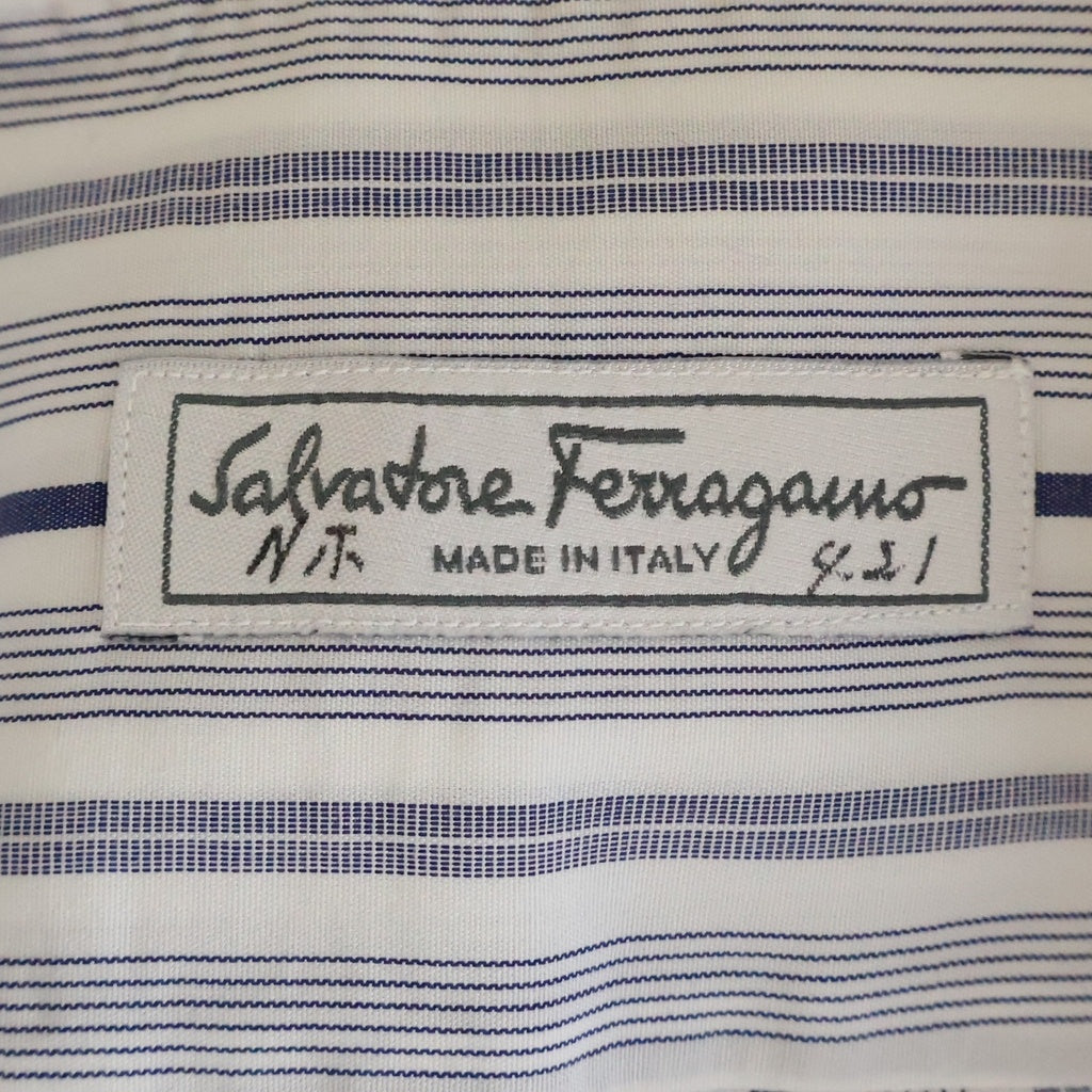 Salvatore Ferragamo(サルヴァトーレ フェラガモ) ストライプシャツ ホワイト×ネイビー レディース