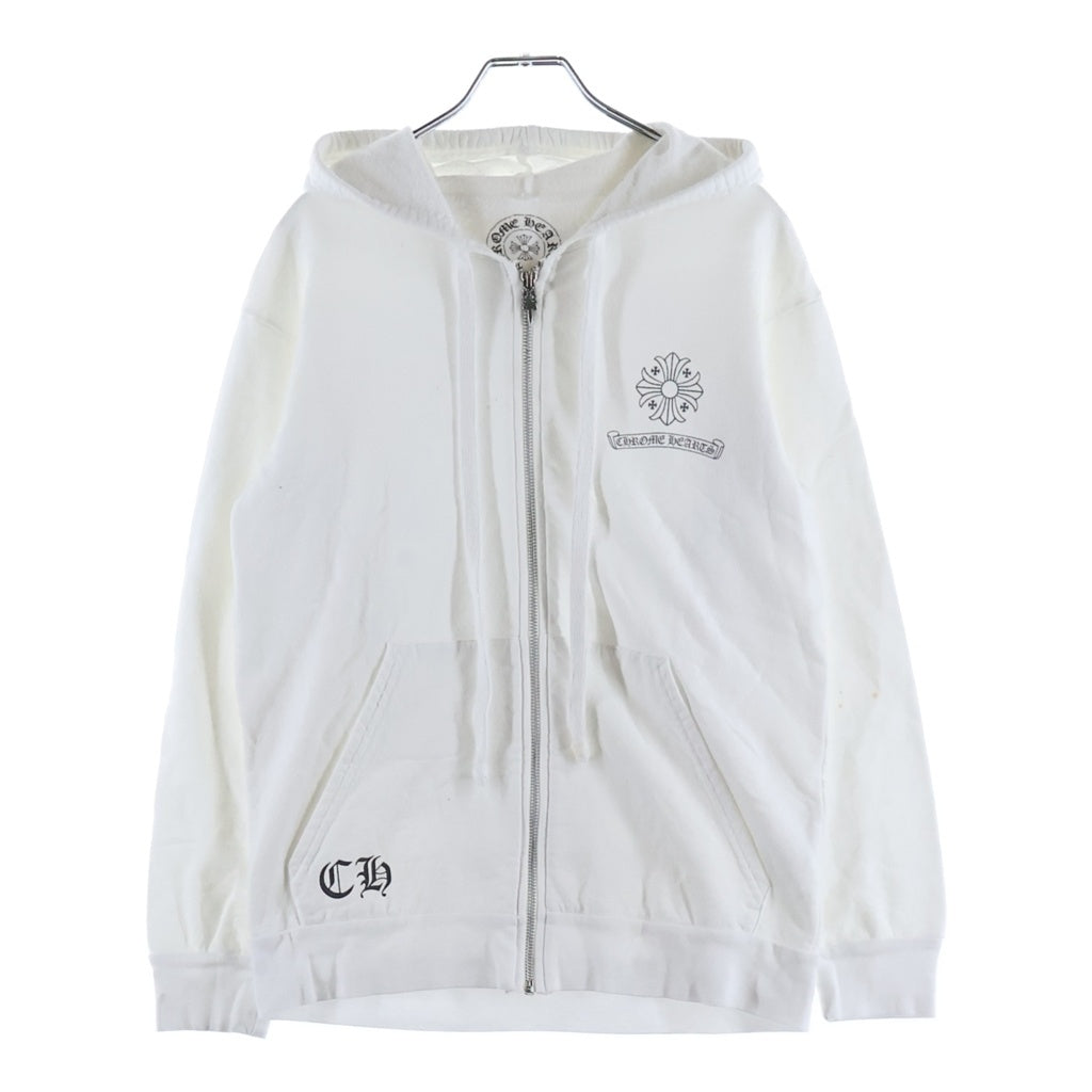 CHROME HEARTS(クロムハーツ) CHプラス プリント ジップアップ スウェット パーカー フーディー ホワイト