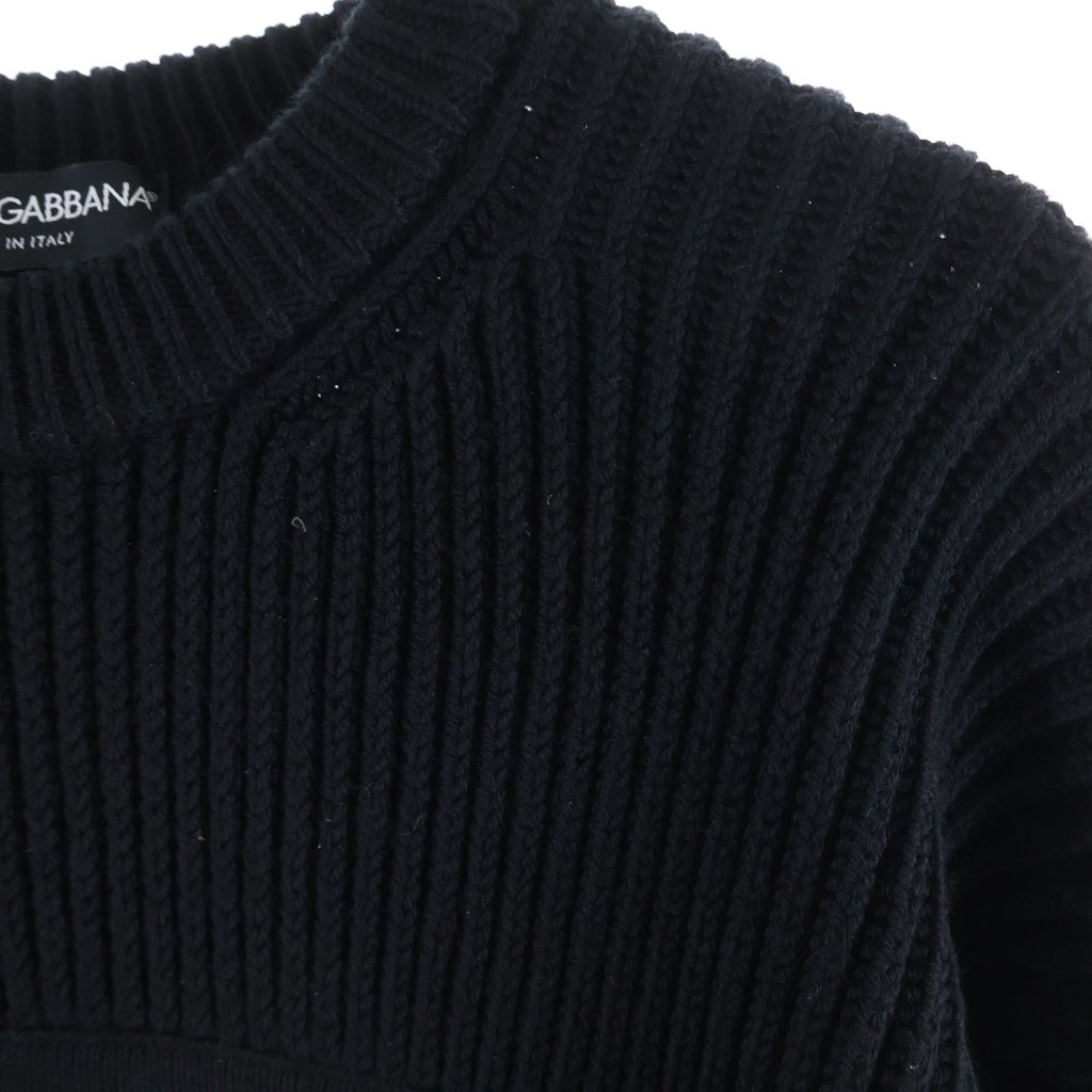 DOLCE & GABBANA(ドルチェアンドガッバーナ) D&Gロゴ刺繍 ウール クルーネック 長袖 ニット セーター ブラック レディース