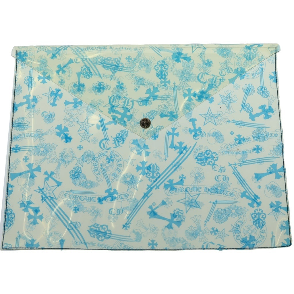 CHROME HEARTS(クロムハーツ) CLEAR VINYL POUCH クリアビニールポーチ CHプリント クリアファイル クリア/ブルー レディース