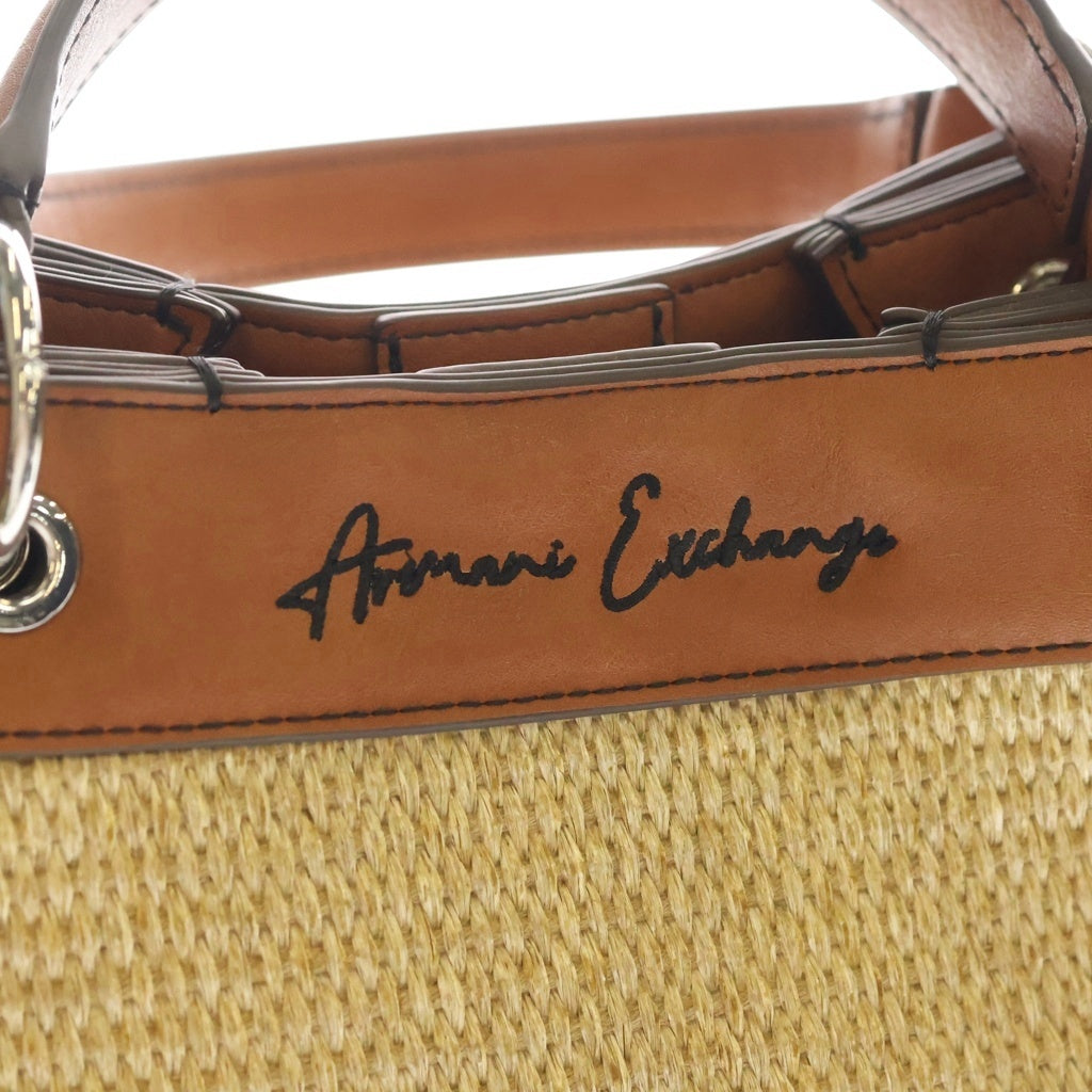 Armani Exchange(アルマーニ エクスチェンジ) ストローミディアム ハンド ショルダーバッグ ベージュ レディース