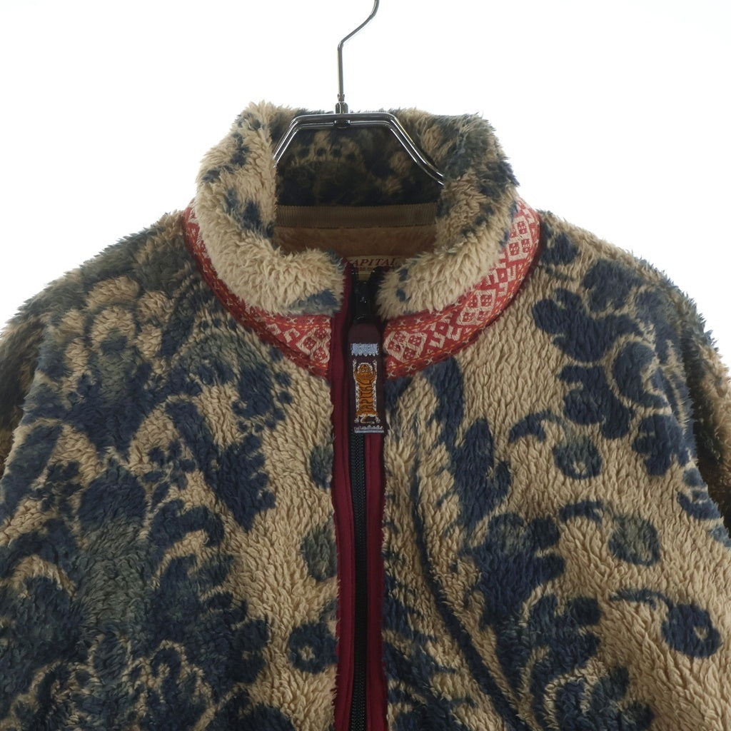 KAPITAL(キャピタル) Damask Pattern Fleece Zip Blouson ダマスク総柄 ジップアップ フリース ジャケット ベージュ EK-950