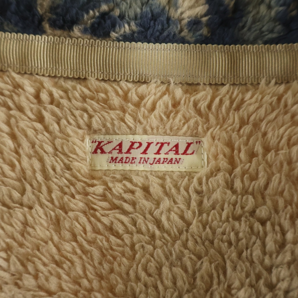 KAPITAL(キャピタル) Damask Pattern Fleece Zip Blouson ダマスク総柄 ジップアップ フリース ジャケット ベージュ EK-950