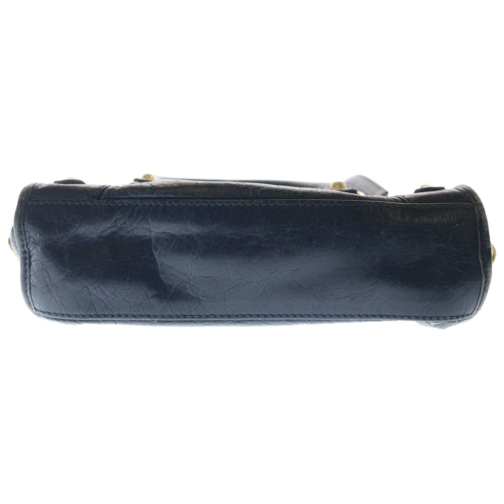 BALENCIAGA(バレンシアガ) ジャイアント ミニ シティ レザー 2WAY ハンド ショルダーバッグ ゴールド金具 ネイビー 309544 レディース