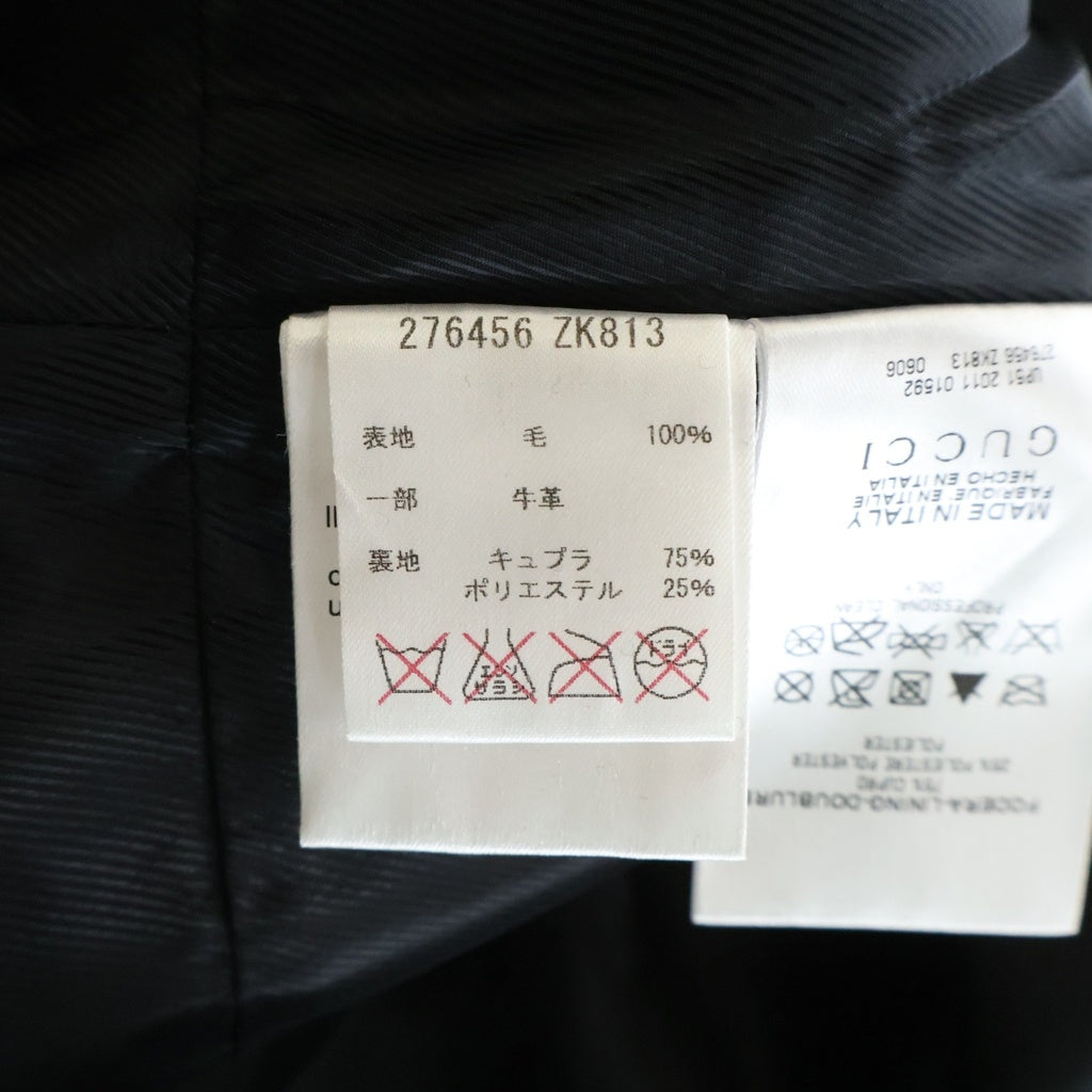 GUCCI(グッチ) 11AW フリーダ期 牛革パイピング ウールトレンチロングコート ブラック 276456 ZK813 レディース