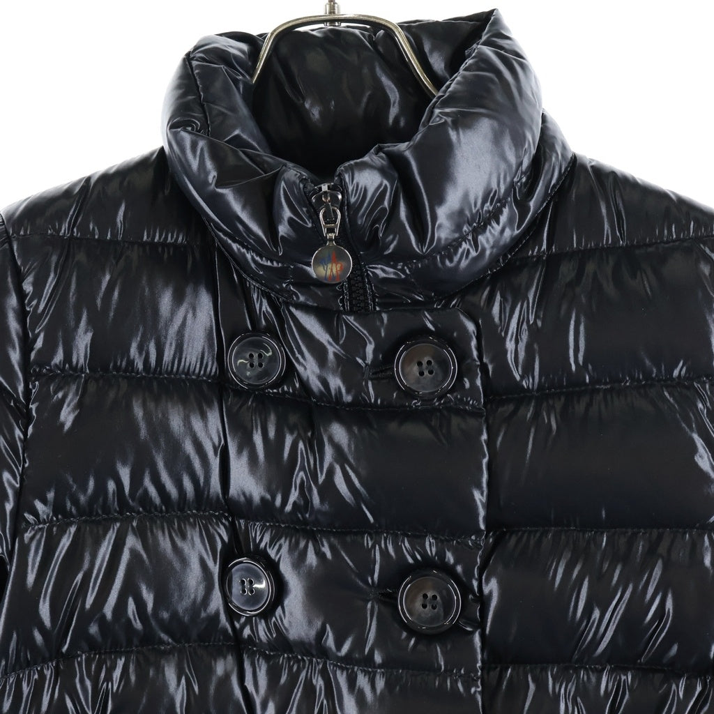 MONCLER(モンクレール) PLANE ダブルブレスト ワッペンロゴ ジップアップ ダウンジャケット ブラック 420934699505 68950 レディース
