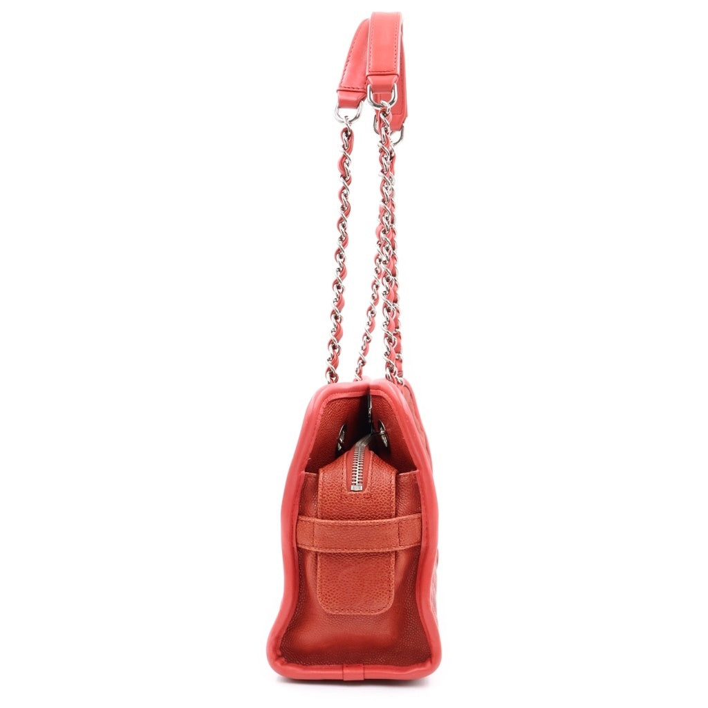 CHANEL(シャネル) ココマーク マトラッセ フレンチリビエラ キャビアスキン シルバー金具 チェーンショルダーバッグ トートバッグ レッド レディース