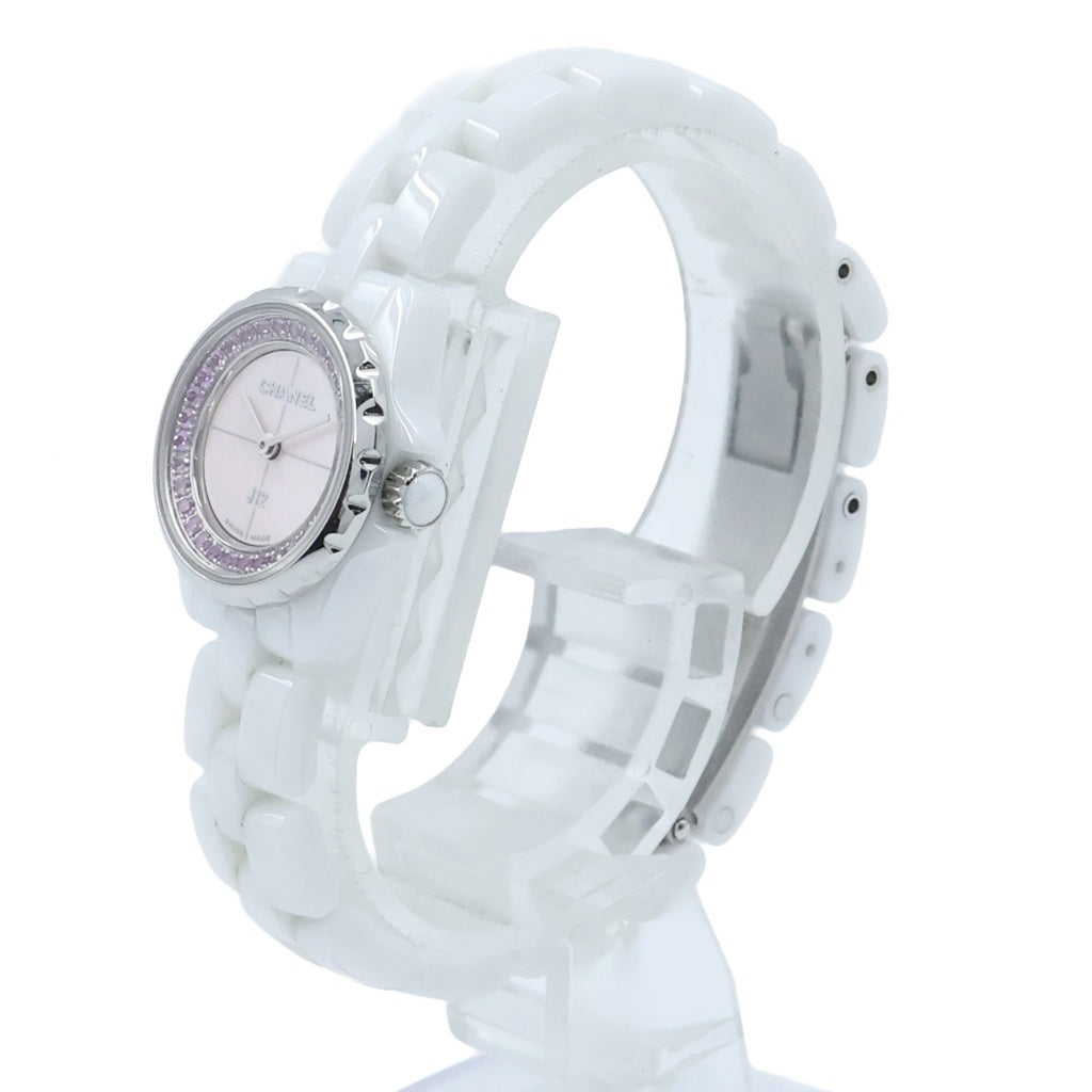 CHANEL(シャネル) J12 XS ピンクシェル×ピンクサファイア文字盤 CE/QZ ホワイトセラミック クォーツ 電池式 腕時計 H5512 レディース