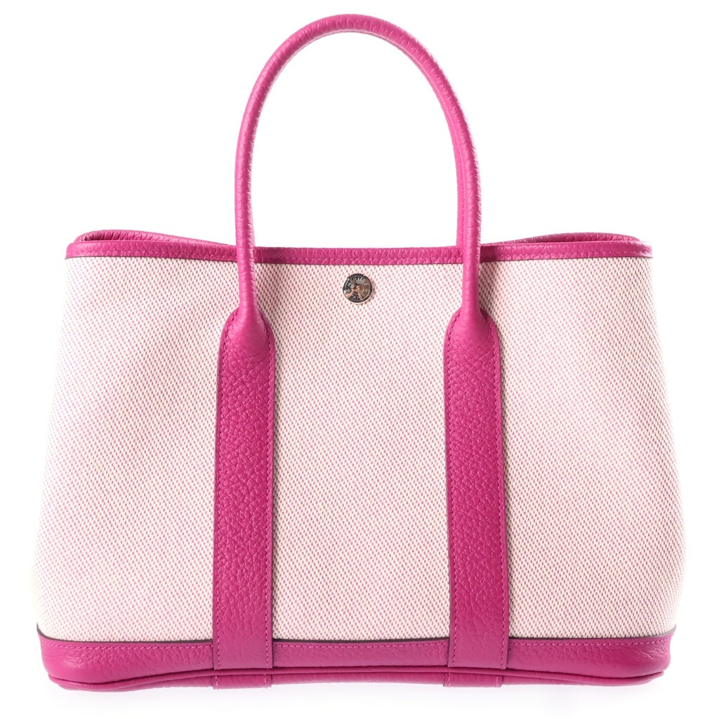 HERMES(エルメス) ガーデンパーティTPM ハンドバッグ ローズパープル トワルアッシュ×カントリー シルバー金具 C刻印 レディース