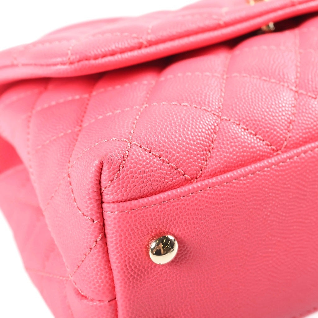 CHANEL(シャネル) ココハンドル24 XS ハンドバッグ ショルダーバッグ ココマーク ピンク キャビアスキン ゴールド金具 A92990 レディース