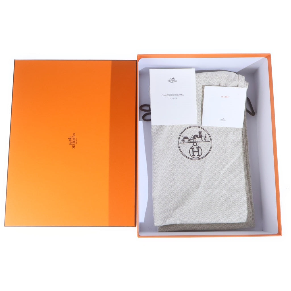 HERMES(エルメス) エズ 30 Hロゴ レザー ウェッジソール 厚底サンダル シューズ ブラック レディース H221026Z