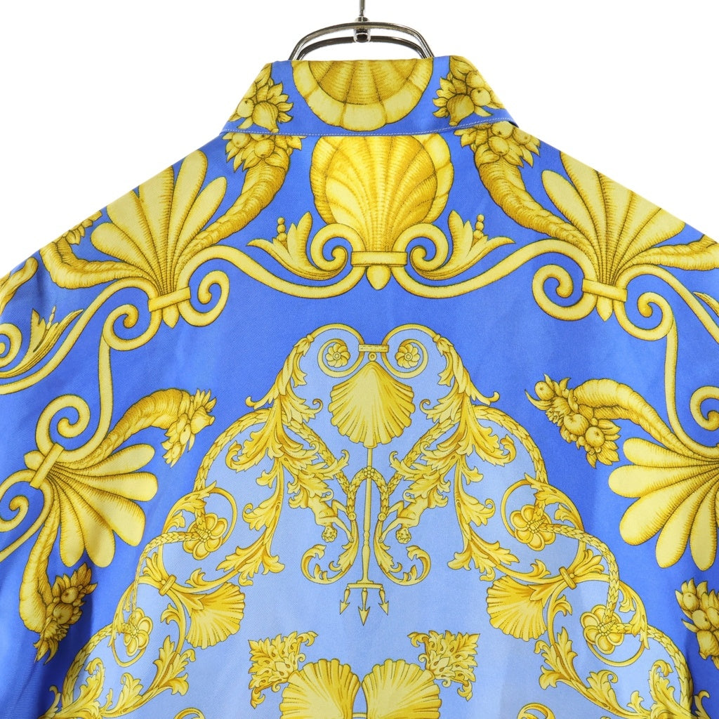VERSACE(ヴェルサーチ) バロック総柄プリント シルク 長袖シャツ ブルー/イエロー