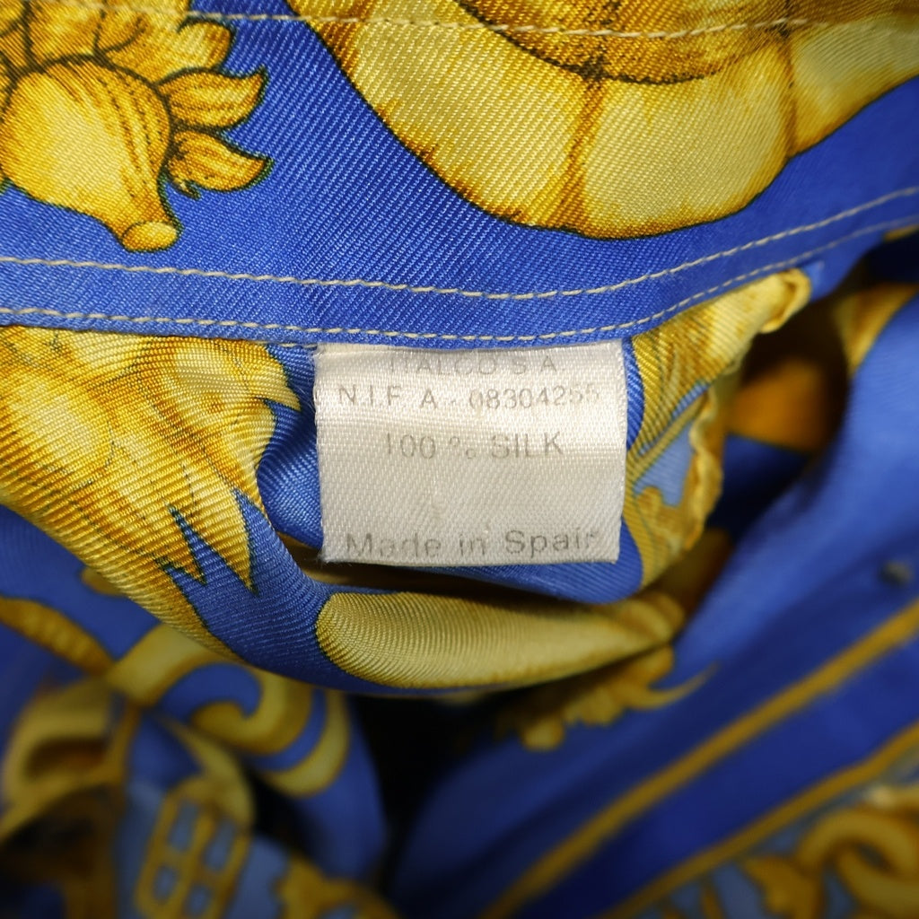 VERSACE(ヴェルサーチ) バロック総柄プリント シルク 長袖シャツ ブルー/イエロー