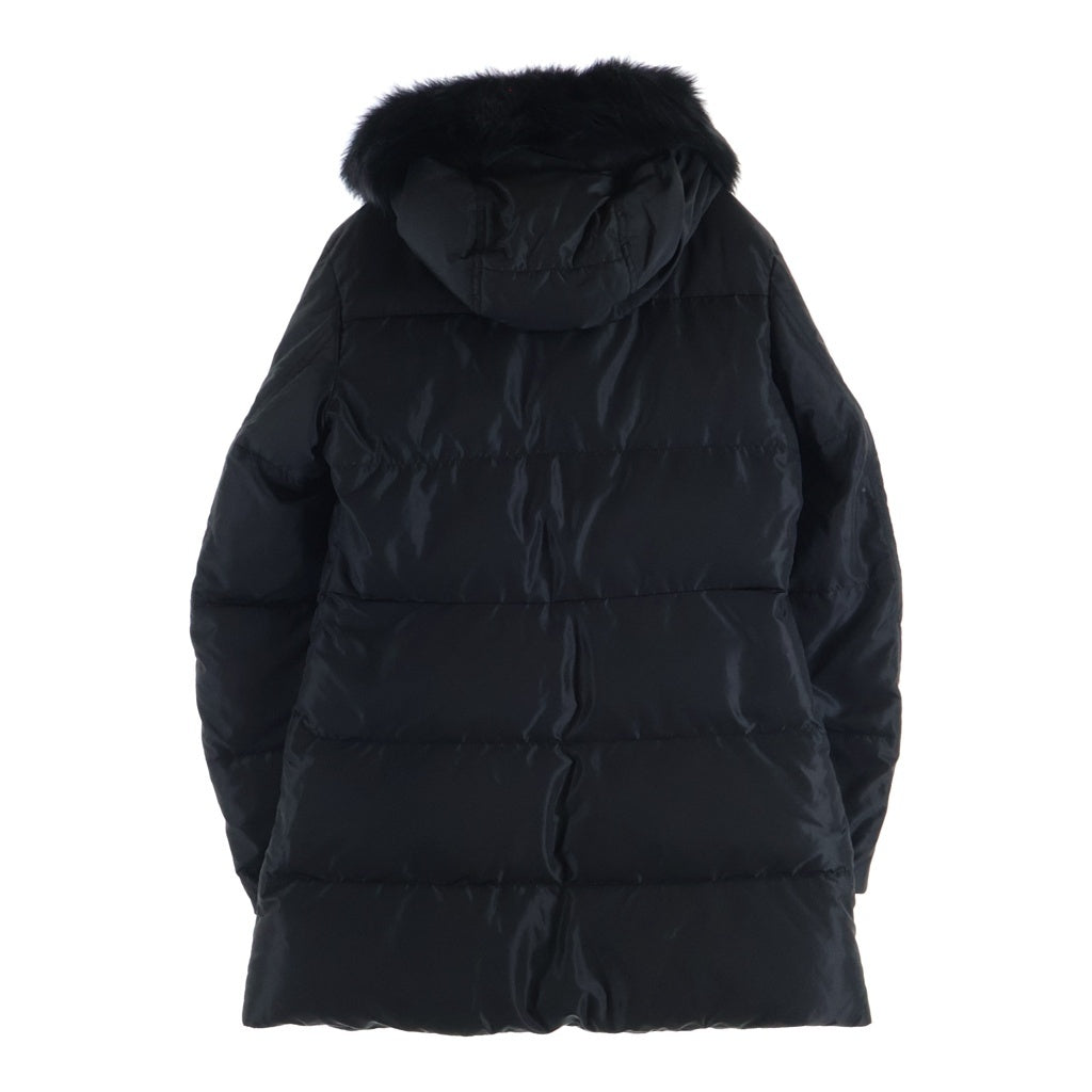 PRADA(プラダ) シープファー フーデッド ロングダウンコート ブラック レディース 29E117
