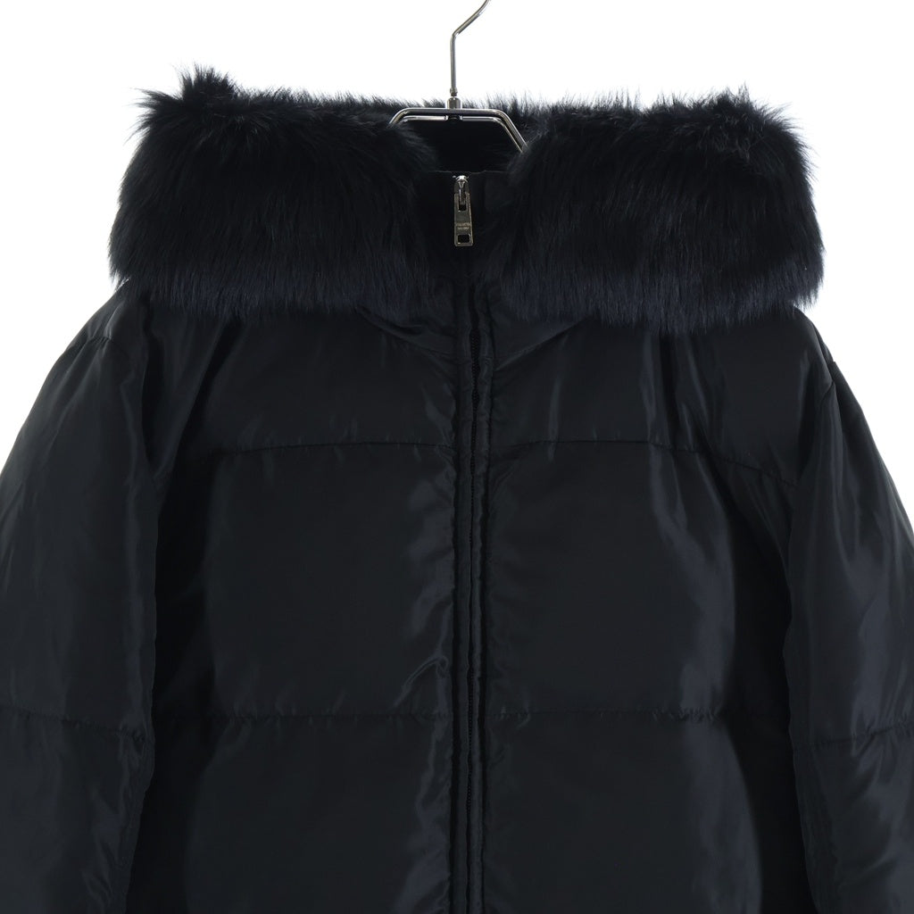 PRADA(プラダ) シープファー フーデッド ロングダウンコート ブラック レディース 29E117
