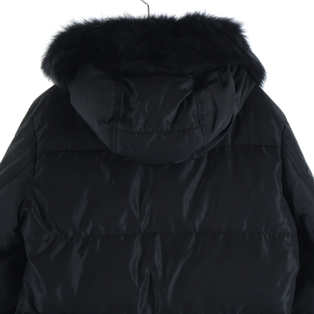 PRADA(プラダ) シープファー フーデッド ロングダウンコート ブラック レディース 29E117