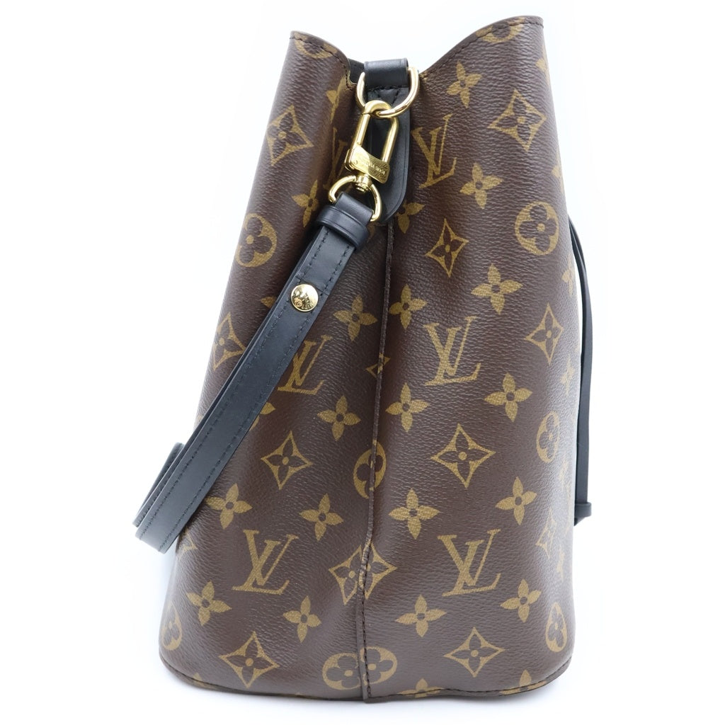 LOUIS VUITTON(ルイヴィトン) モノグラム ネオノエ ショルダーバッグ ブラウン×ブラック レザー×PVC M44020 ゴールド金具 レディース
