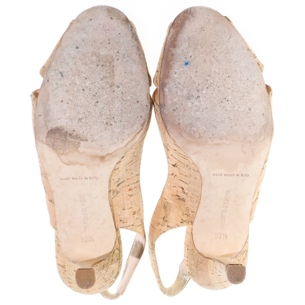MANOLO BLAHNIK(マノロブラニク) ヒール コルクパンプス サンダルシューズ ベージュ レディース