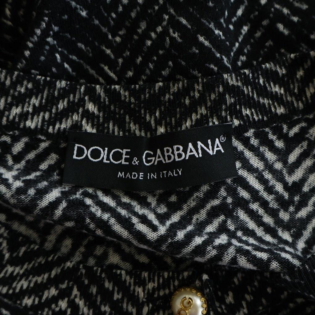 DOLCE & GABBANA(ドルチェアンドガッバーナ) アンサンブル ニットカーディガン×ニットノースリーブ フェイクパール ブラック ウール FX456T/JAHGW-F レディース